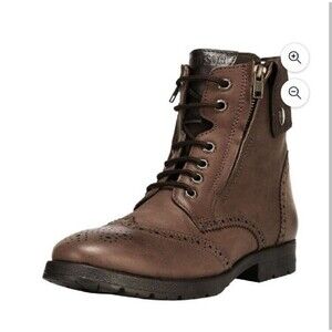 Windsor Brown Leather Lace Up Side Zip Wing Tip Chukka Ankle Boots Mens Sz 10